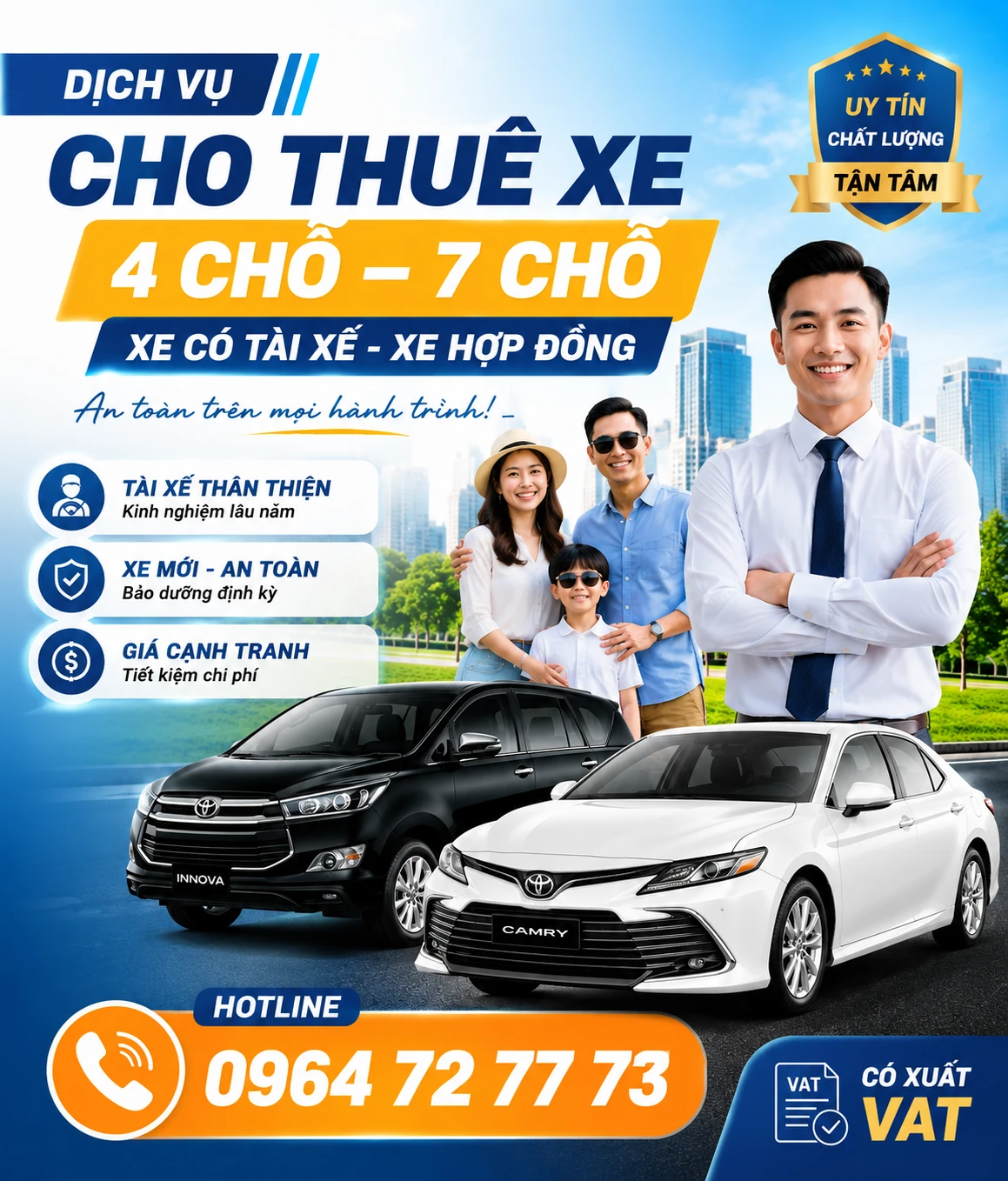 banner cho thuê xe 4 chỗ 7 chỗ
