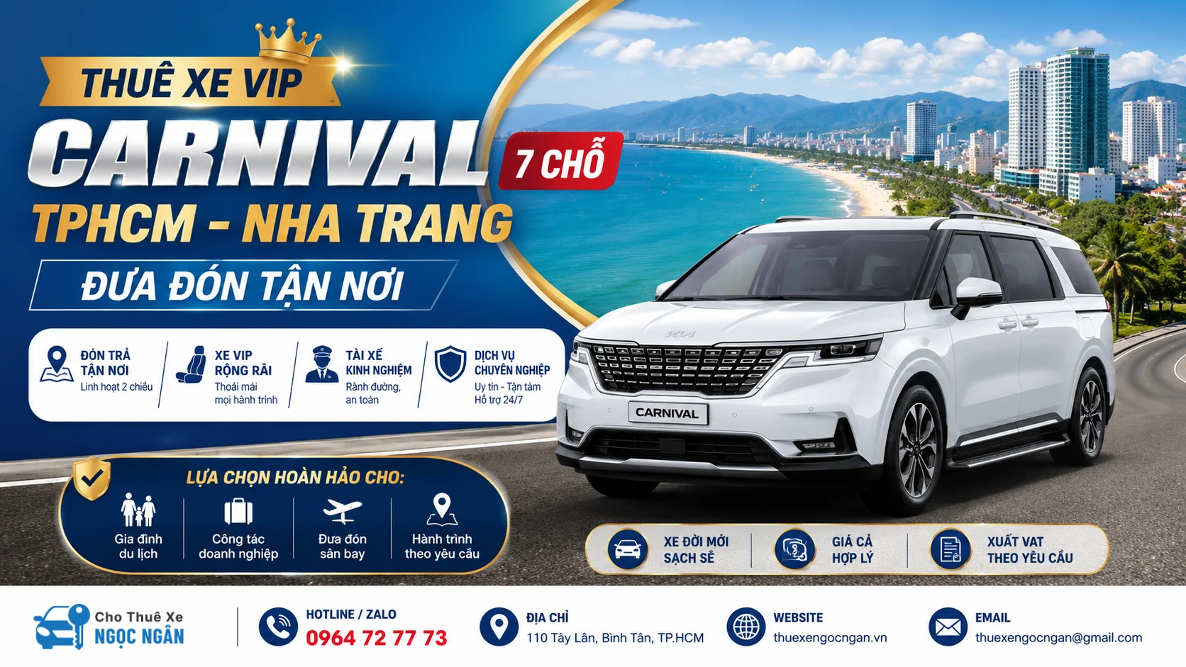 dich vu thue xe carnival 7 cho di nha trang tphcm